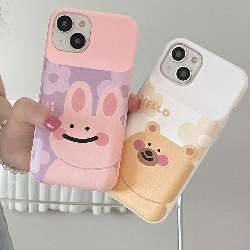 ốp lưng iphone Ốp Điện Thoại Chống Rơi Họa Tiết Gấu / Thỏ Hàn Quốc Cho Iphone 13Pro Max 14 11 12