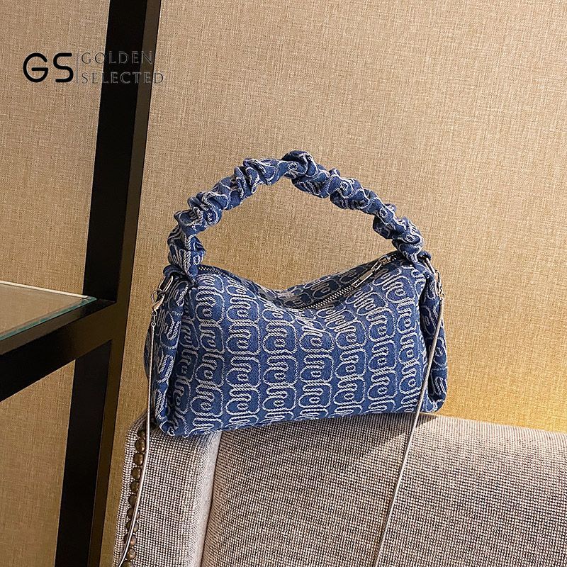 Túi Xách Denim Phối Dây Xích Thời Trang Hàn Quốc Cao Cấp Trẻ Trung Cho Nữ