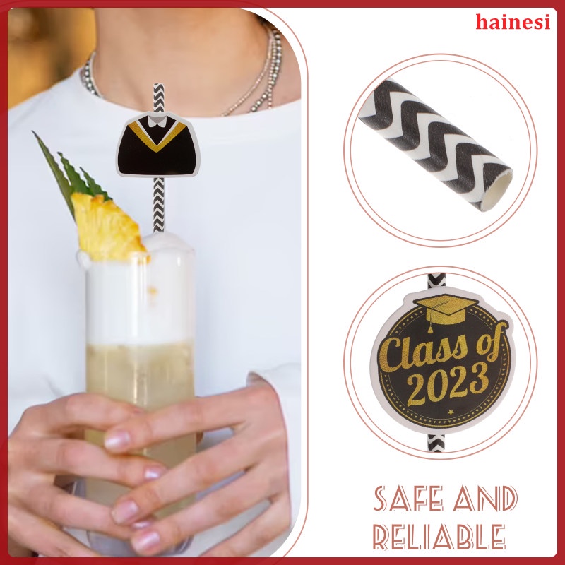 Set 24 Ống Hút Giấy Màu Đen Sử Dụng Một Lần Cho Bé