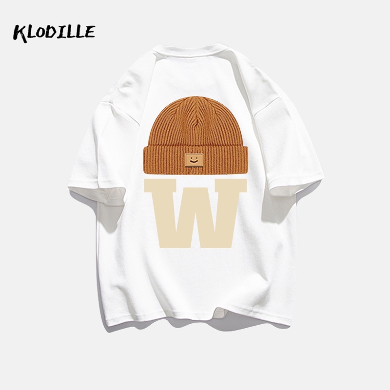 KLODILLE Áo Thun 100% Cotton Tay Ngắn Dáng Rộng In Hoạ Tiết Đơn Giản Trẻ Trung Cho Nam Giới Local Brand