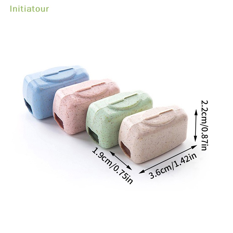 Bộ 4 Giá Đỡ Bàn Chải Đánh Răng Mini Có Nắp Đậy Tiện Dụng Mang Theo Du Lịch / Dã Ngoại
