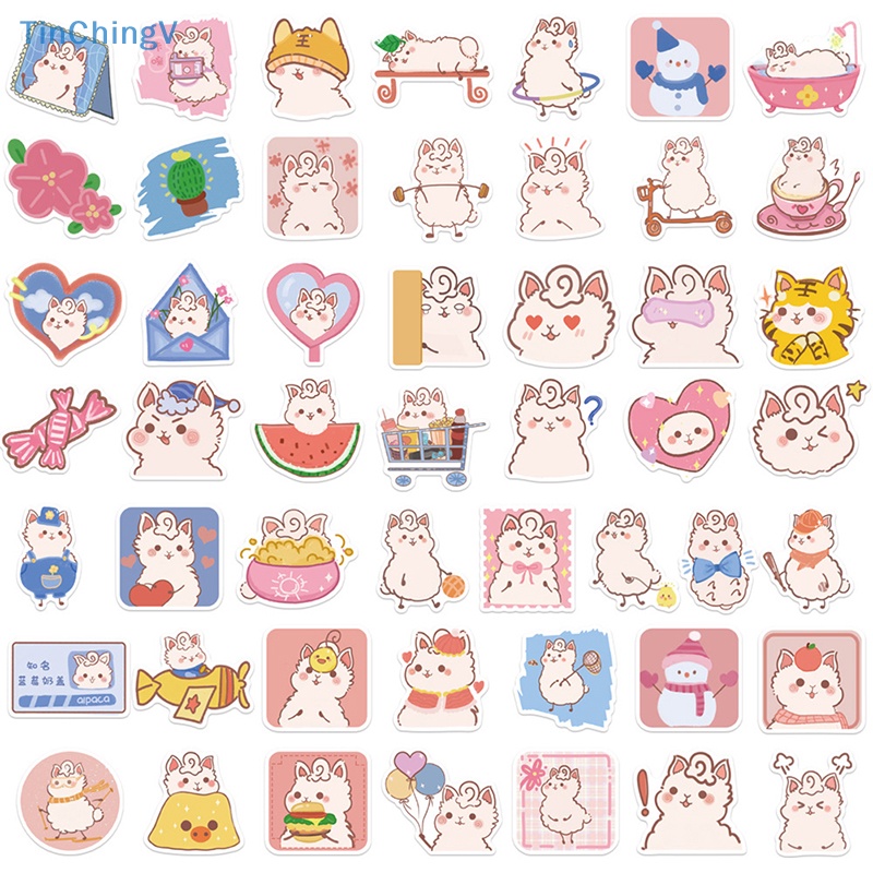 Bộ 50 Miếng Dán Trang Trí Xe Hơi / Guitar / Laptop Họa Tiết Lạc Đà Hoạt Hình Dễ Thương