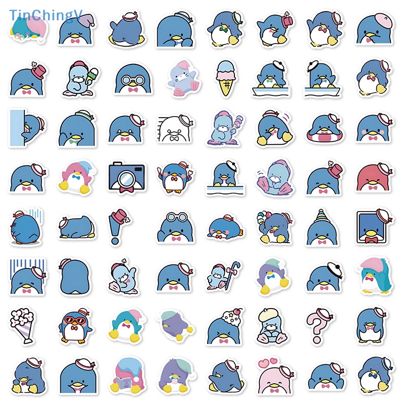 Bộ 64 Miếng Dán Họa Tiết Chim Cánh Cụt Hoạt Hình Chống Thấm Nước Trang Trí Laptop / Vali / Điện Thoại