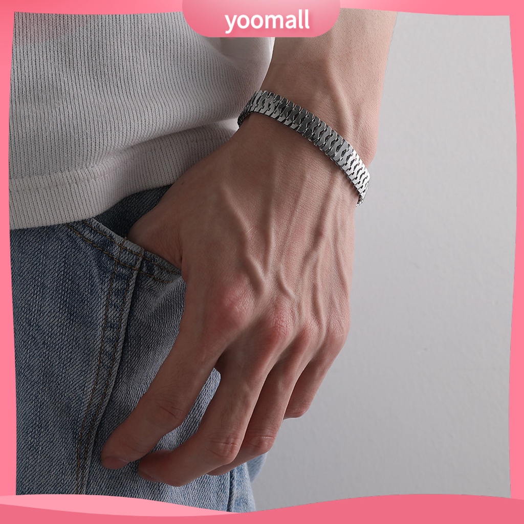 [YM] Vòng Đeo Tay Dạng Kẹp Tôm Hùm Bằng Thép Không Gỉ Bề Mặt Nhẵn Hình Rắn Đơn Giản Cá Tính Chống Rỉ Sét Trang