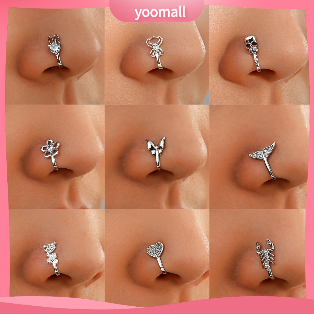 Khuyên Mũi Hình Chữ U Đính Đá Lấp Lánh Nhiều Kiểu Dáng Thời Trang