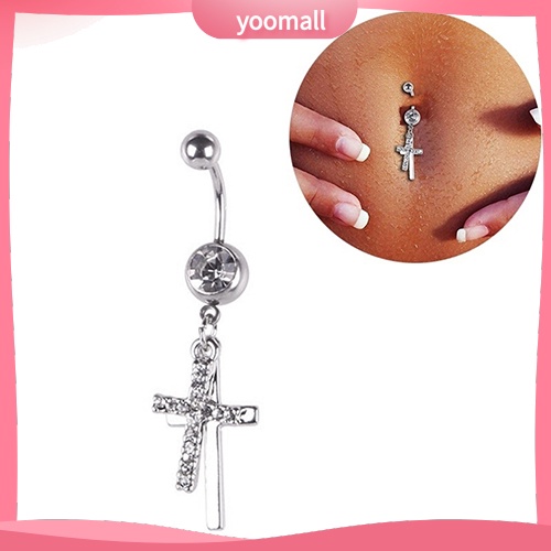 Khuyên Rốn Dạng Thanh Tạ Kép Đính Đá