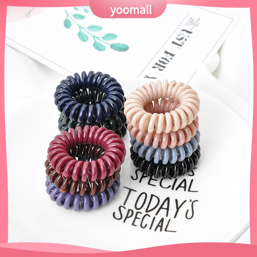 Dây Buộc Tóc Dạng Xoắn Gọn Nhẹ Không Để Lại Dấu Vết Màu Trơn Đơn Giản Cho Nữ