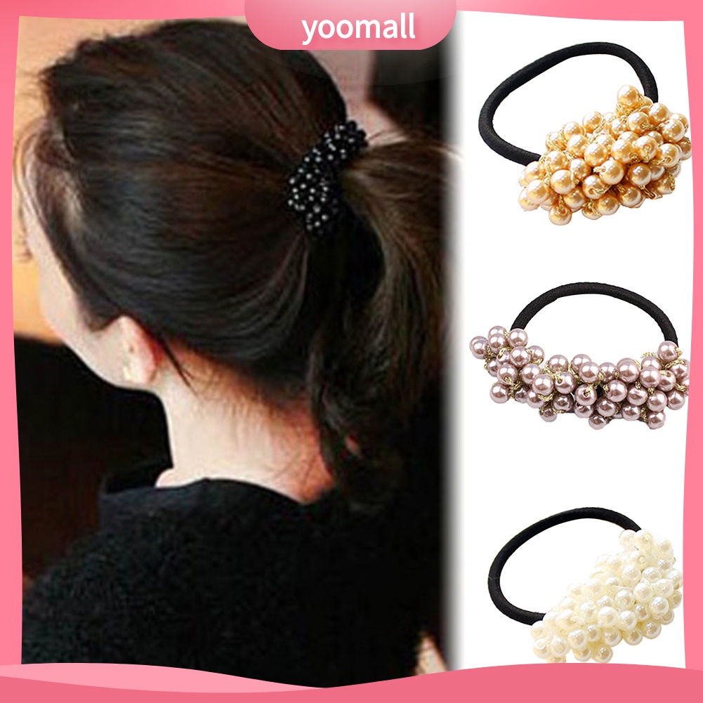 Dây Cột Tóc Đính Hạt Ngọc Trai Nhân Tạo Handmade Thời Trang Cho Nữ