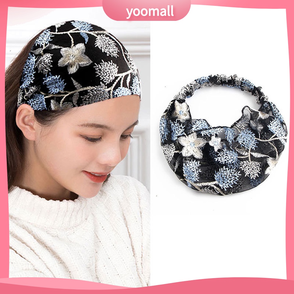 Băng Đô Vải Tuyn Bản Rộng Thêu Hoa / Ngôi Sao Phong Cách Trung Hoa Cổ Điển