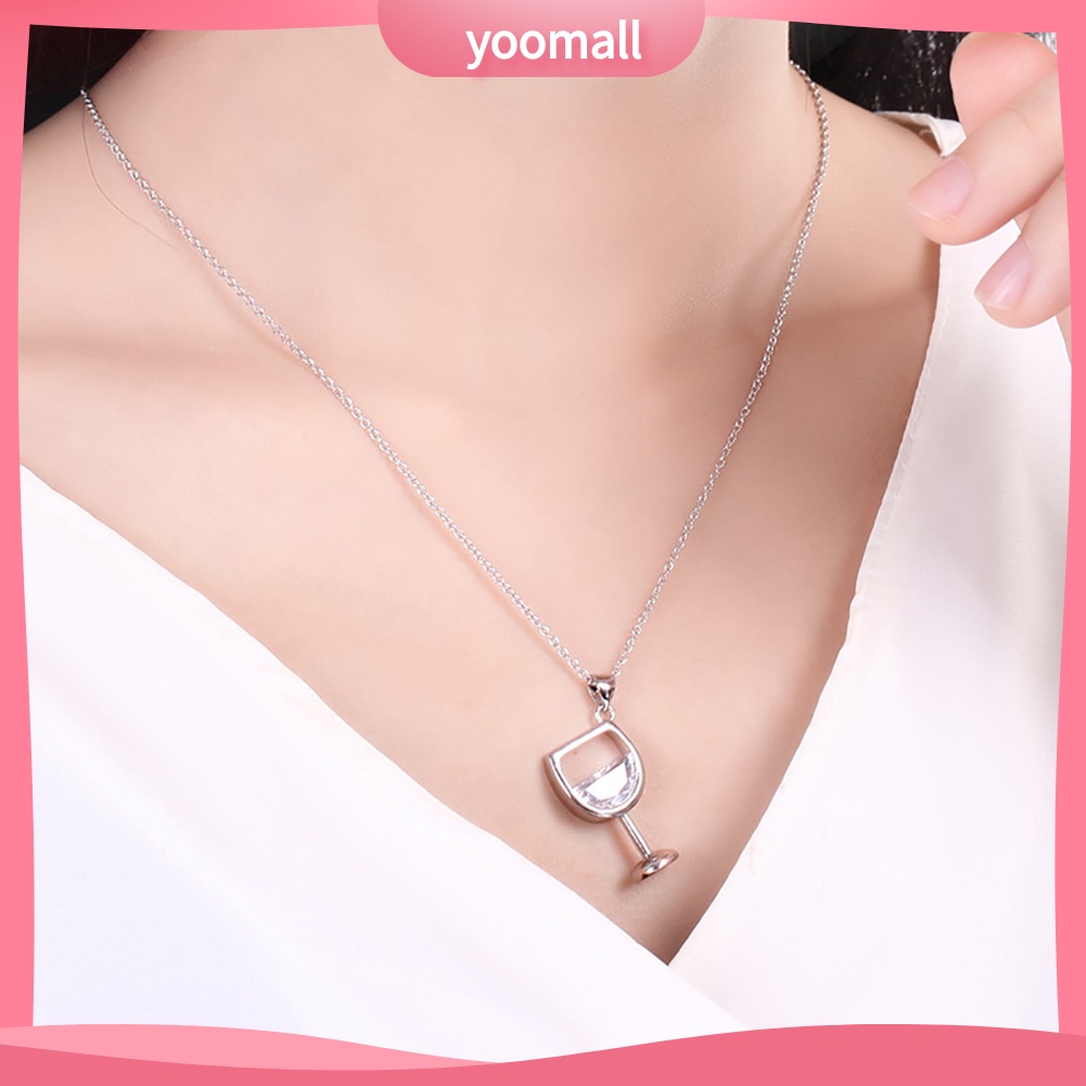 Vòng cổ Mặt Hình Ly Rượu Đính Đá Zircon Thời Trang Cho Nữ