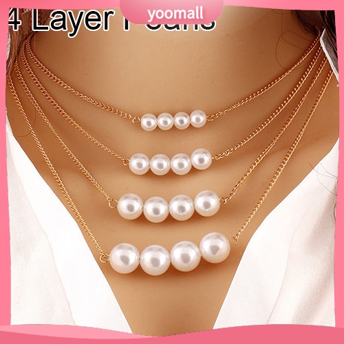 Vòng cổ Đa LớP PhốI HạT NgọC Trai Giả ThờI Trang Cho Nữ