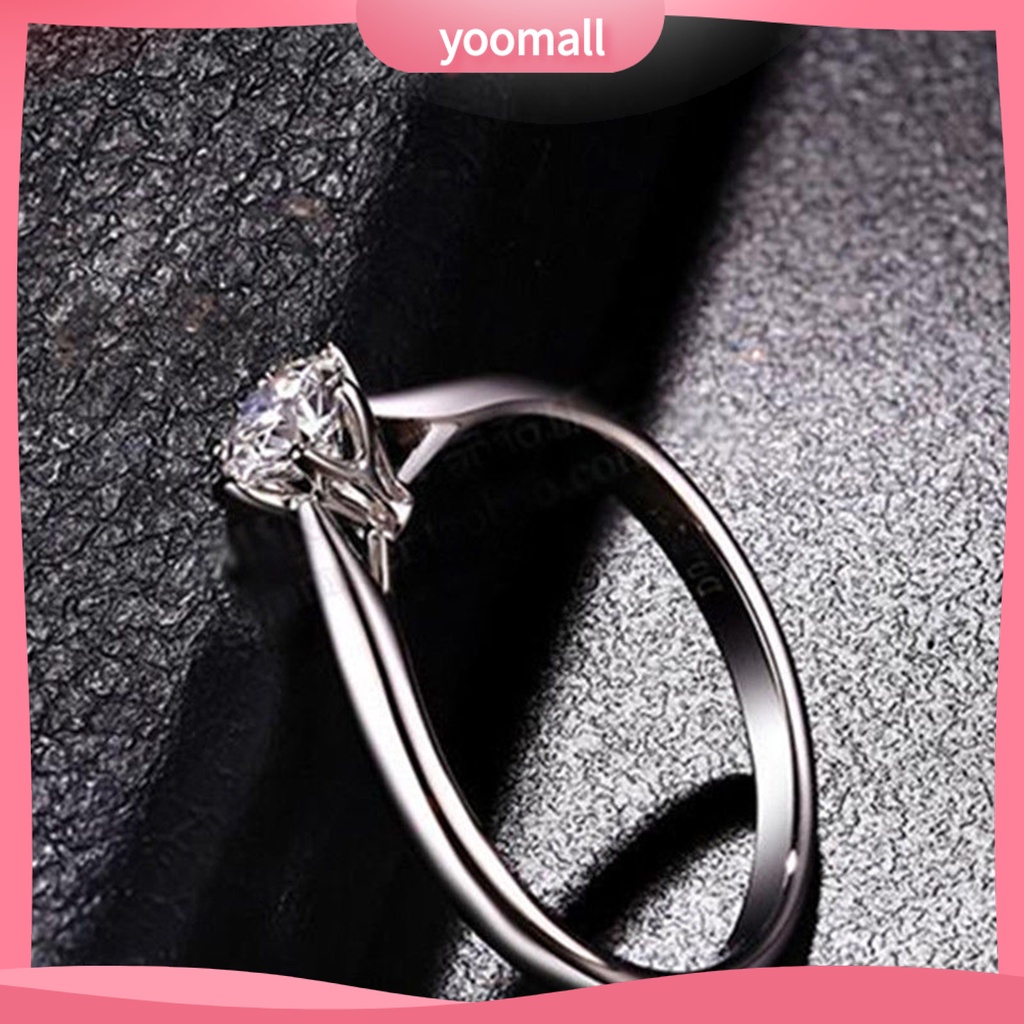 [YM] Nhẫn Sáu Móng Vuốt Đính Đá Zircon Bằng Hợp Kim Thanh Lịch Cho Bữa Tiệc