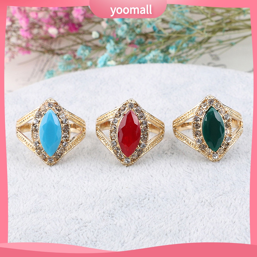 Nhẫn Hình Giọt Nước Đính Đá Hình Giọt Nước Phong Cách Hoàng Gia Cổ Điển