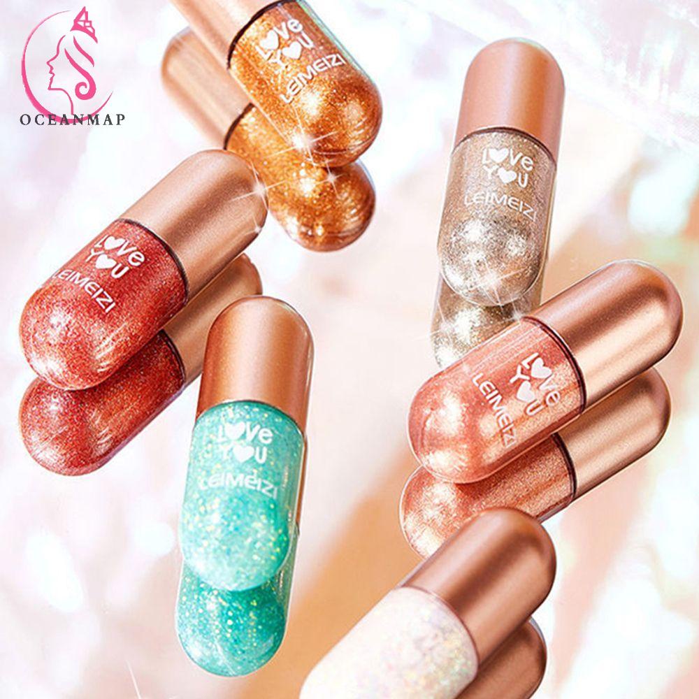 OCEANMAP Phấn Mắt Kim Tuyến Lấp Lánh Không Thấm Nước Đa Năng Hình Viên Con Nhộng Nhiều Màu Sắc