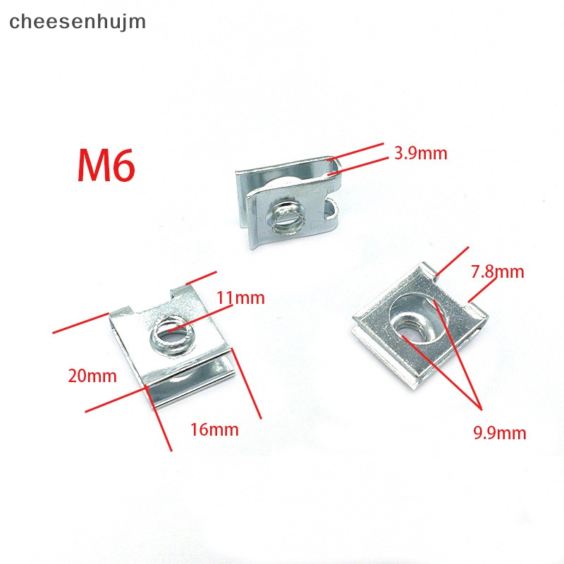Set 10 Ốc Vít Chữ U Chống Rỉ Sét Cho Xe Hơi / Mô Tô M4 M5 M6