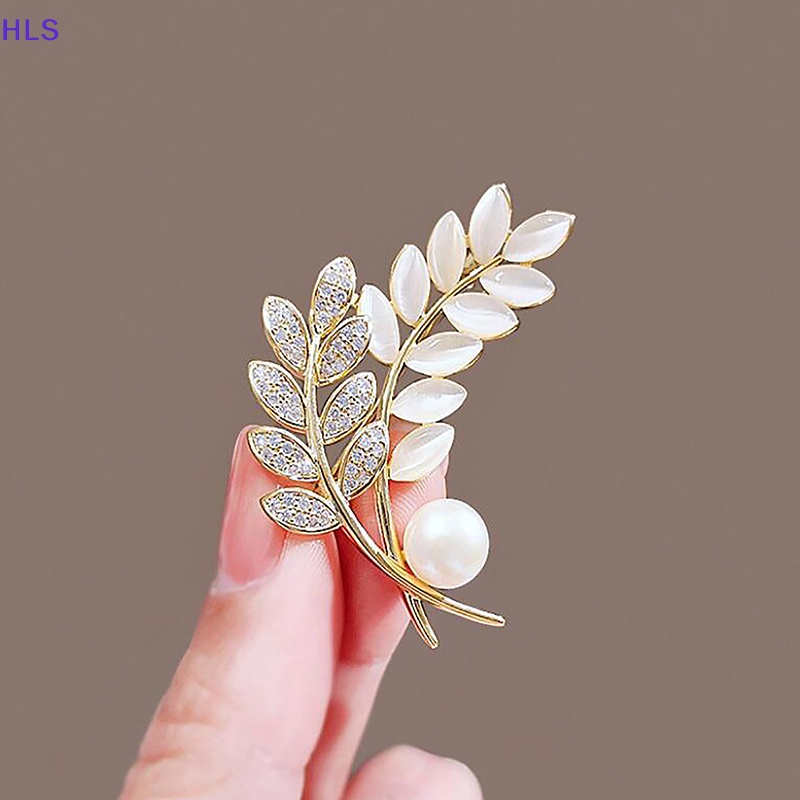 [HLS] Ghim Cài Áo Bằng Lúa Mạch Đính Đá Opal Ngọc Trai Lấp Lánh Chống Ánh Sáng Nhẹ Phụ Kiện Trang Sức Tinh Tế