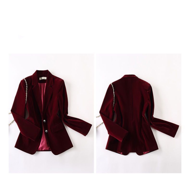 Áo Khoác Blazer Nhung Tay Dài Dáng Ôm Thời Trang Xuân Thu Dành Cho Nữ