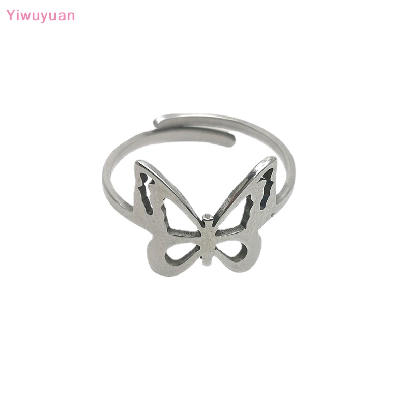< Yiwuyuan > Nhẫn Hình Bướm Hình Học Tối Giản Có Thể Điều Chỉnh Kích Cỡ Thích Hợp Làm Quà