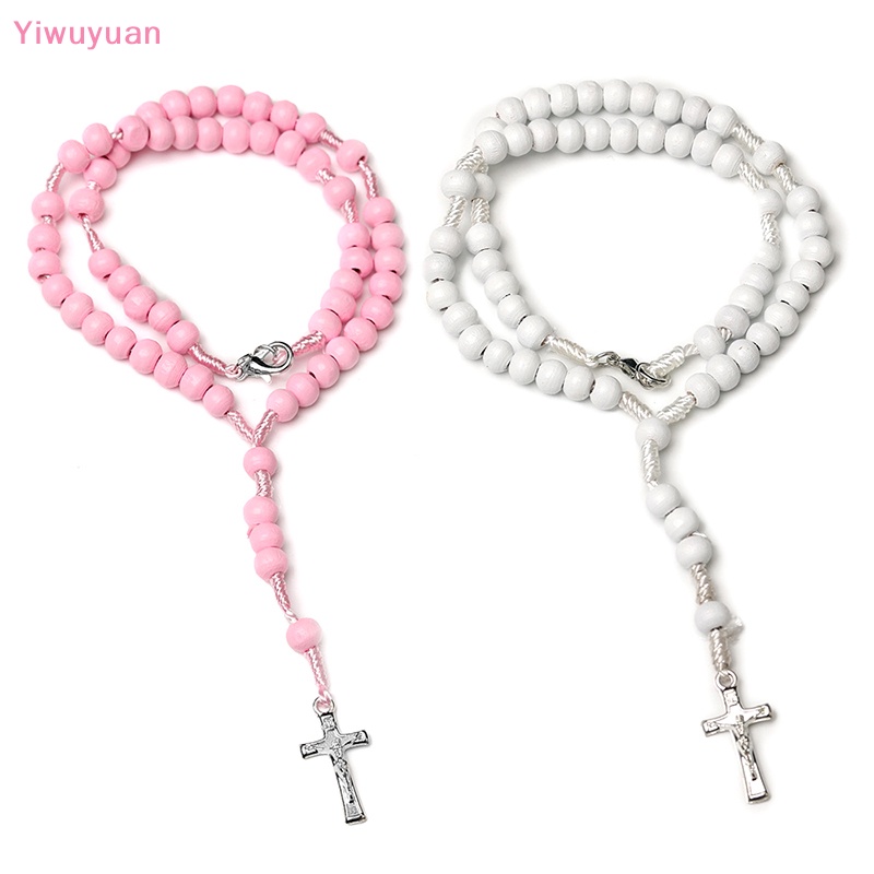 < Yiwuyuan > Vòng Cổ Mặt Thánh Giá Bằng Rosary Thiên Nhiên Mới