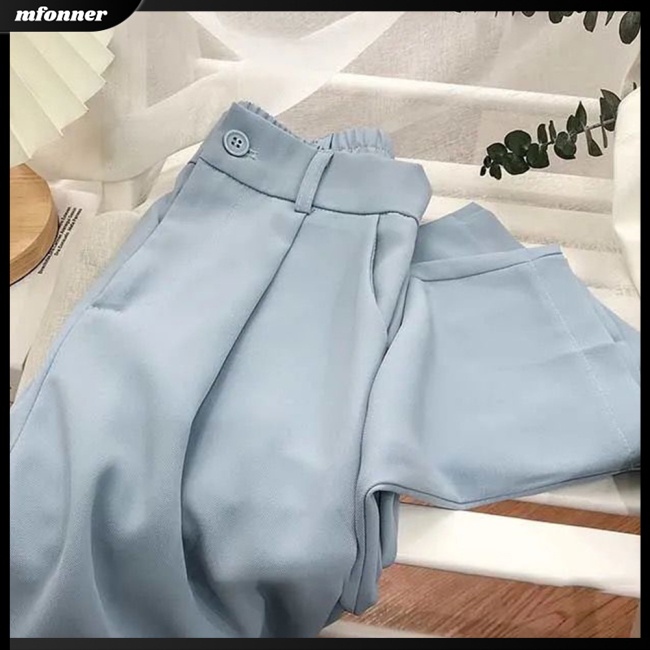 Quần ống rộng Lưng Cao Thoáng Khí Màu Sắc Đơn Giản Thanh Lịch Cho Nữ