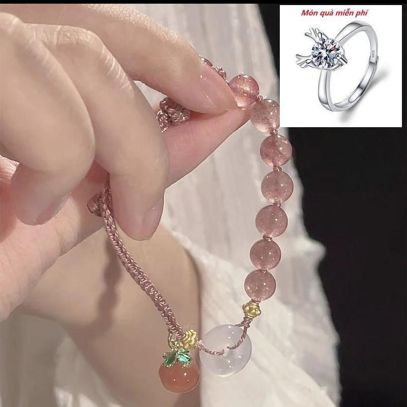 Cod Vòng Đeo Tay Dệt Tay diy An Toàn Cho Học Sinh Bạn Gái / Bạn Gái / Trái Đào Pha Lê Có Khóa Cài