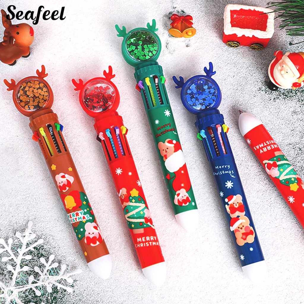 Bút Bi Đa Năng Ngòi 0.5mm Họa Tiết Giáng Sinh Hoạt Hình Xinh Xắn