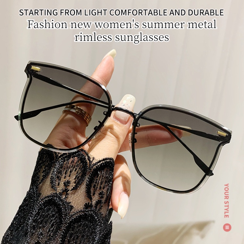 (KIQI-FASHION) COD Kính Mát Gọng Vuông Kim Loại Chống Tia UV Thời Trang Cho Nam Nữ