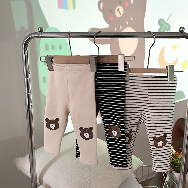 Ambbkids-Quần Legging Gấu Lót Lông Giữ Nhiệt Hình Gấu Bear Dễ Thương  Cho Bé Trai Bé Gái Hàng Quảng Châu Cao Cấp