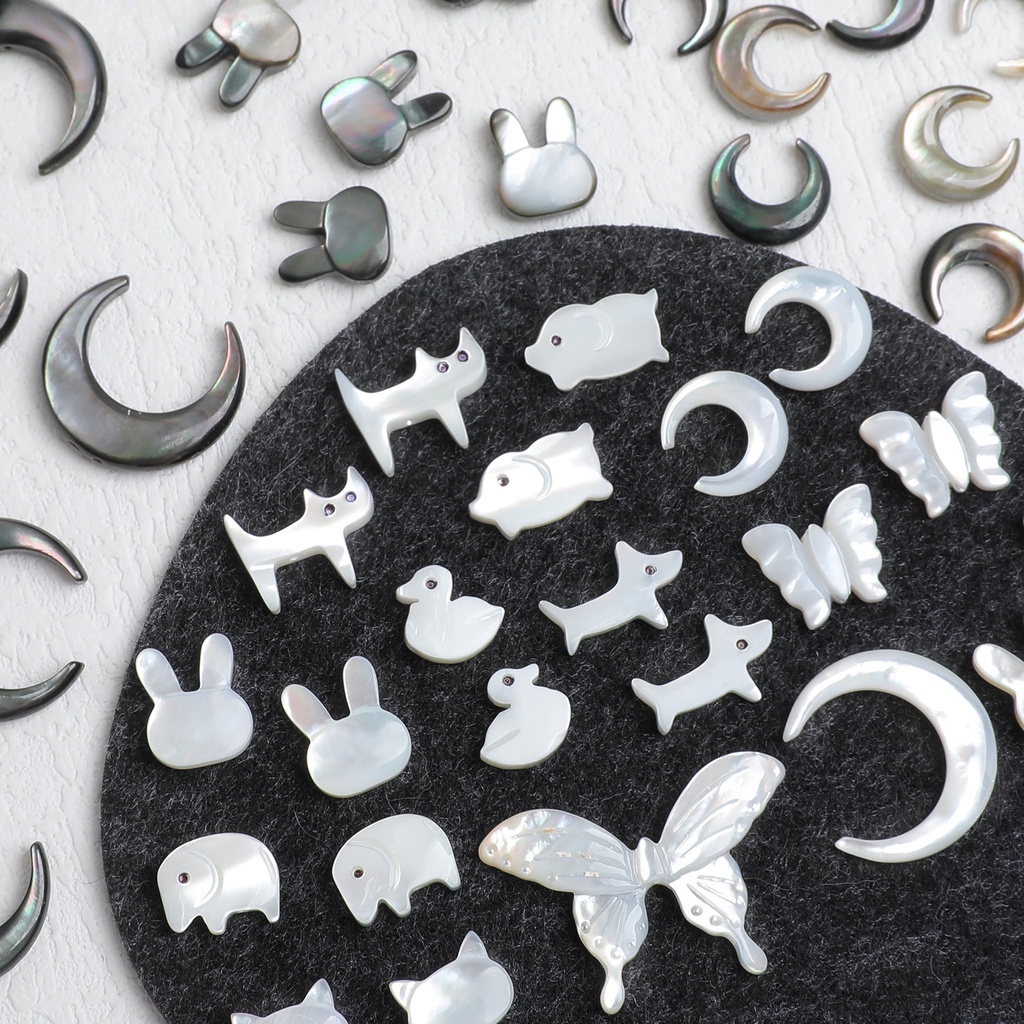 Chuỗi Hạt Vỏ Sò Tự Nhiên Hình Mèo / Thỏ / Bướm / Mặt Trăng Dùng Làm