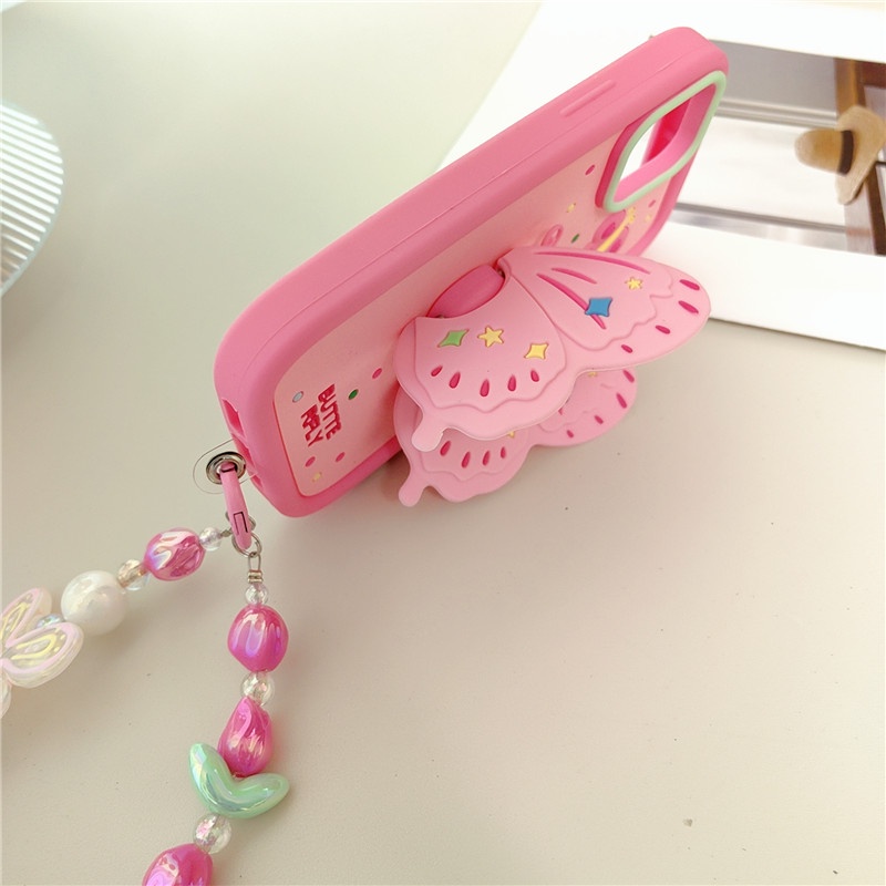 Ốp Điện Thoại Silicon Có Giá Đỡ Hình Bướm 3D Cho iPhone 14 13 12 Pro Max 11 14promax