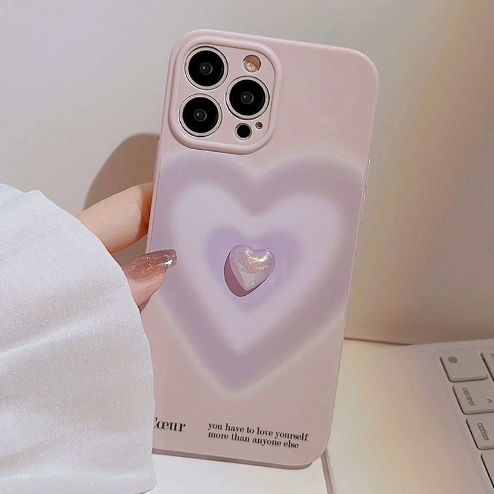 Ốp Điện Thoại TPU Mềm Chống Sốc Mạ Điện Họa Tiết Trái Tim 3D Màu Gradient Cho IPhone 11 12 13 14 Pro Max