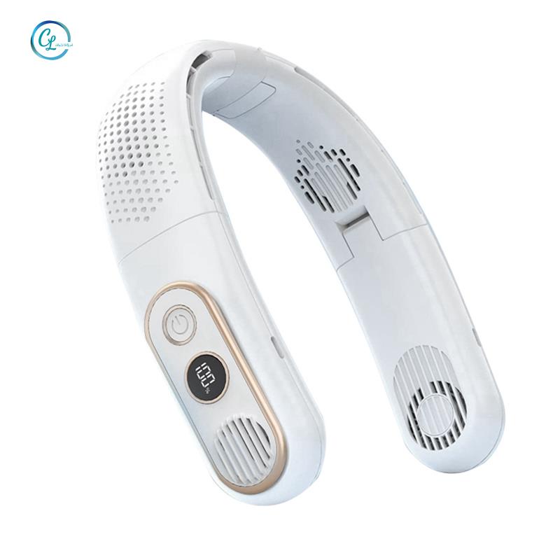 Quạt Đeo Cổ Có Thể Gập Lại Với Màn Hình LED Hiển Thị 360 Độ° Quạt Làm Mát Đeo Cổ Sạc Cổng USB Dùng Khi Đi Du Lịch / Đi Biển
