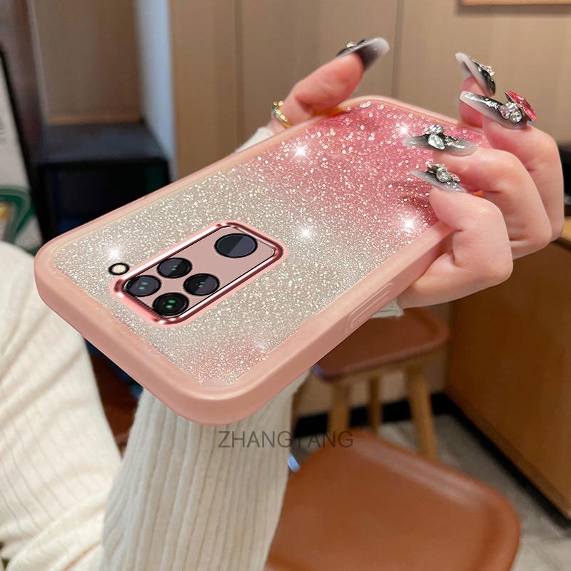 Ốp lưng Redmi note 9 Ốp Điện Thoại TPU Mềm Màu gradient Sáng Bóng Có film Dán Ống Kính Cho Redmi note 9