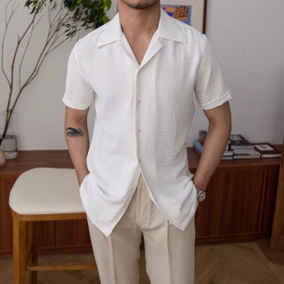 Áo Sơ Mi Ngắn Tay Phong Cách Retro Ý Thời Trang Mùa Hè Giản Dị Dành Cho Nam