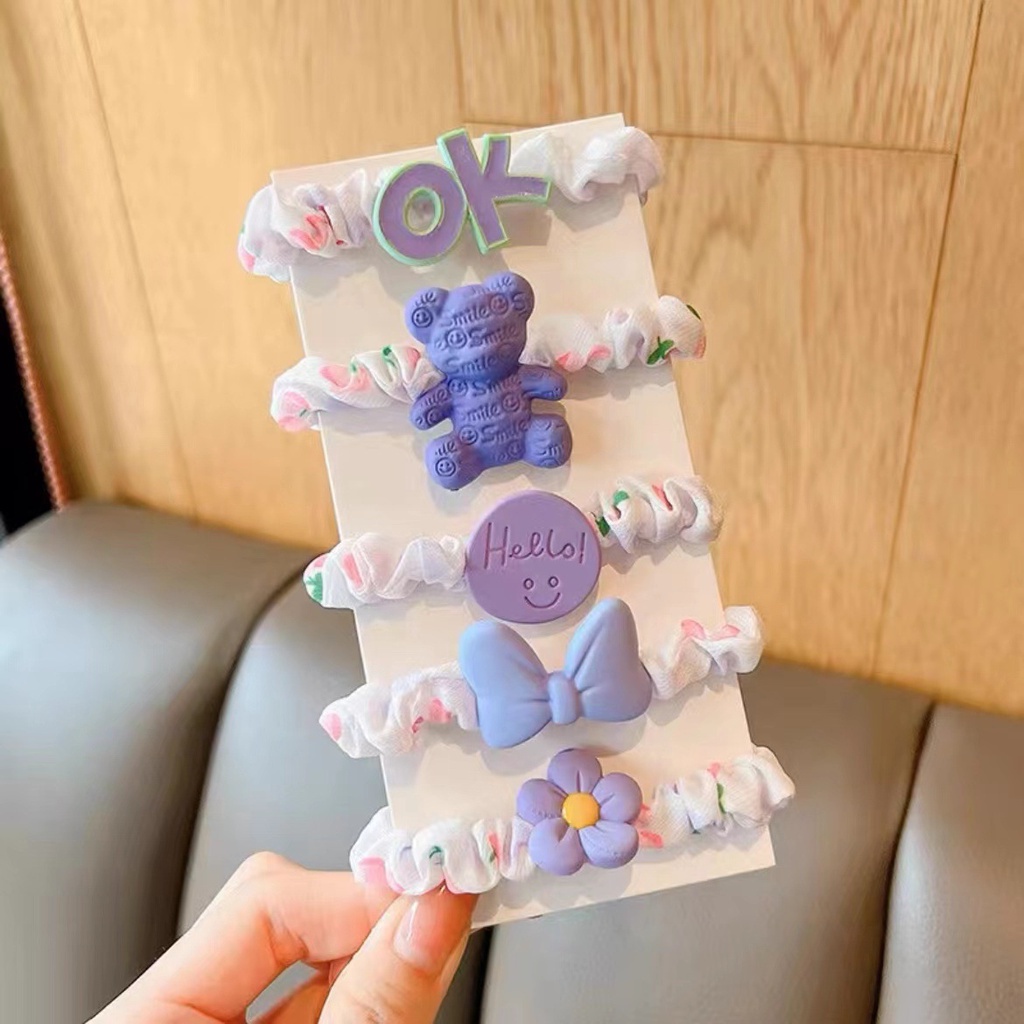 Dây Buộc Tóc Cao Su Hình Gấu Hoạt Hình Dễ Thương Cho Bé Gái