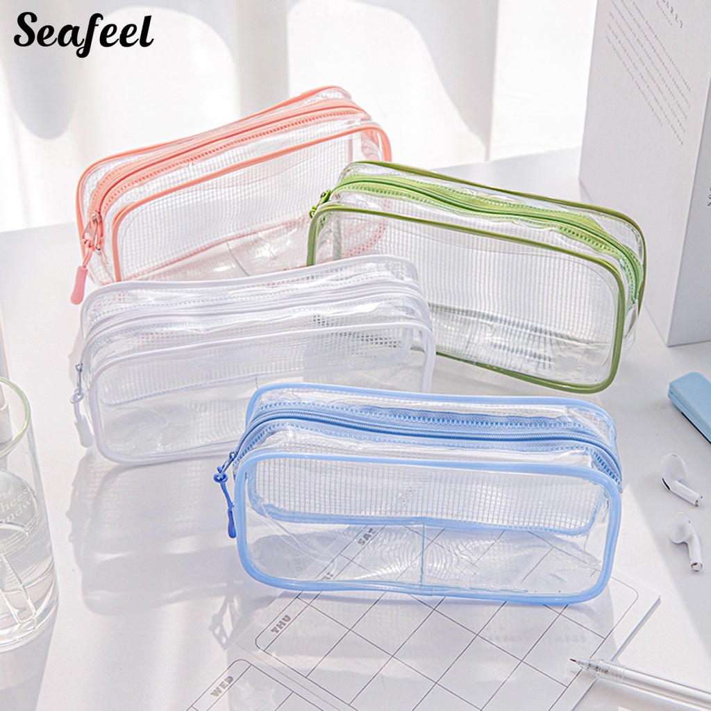 Túi Đựng Bút Trong Suốt Sức Chứa Lớn Có Khóa Kéo Đa Năng