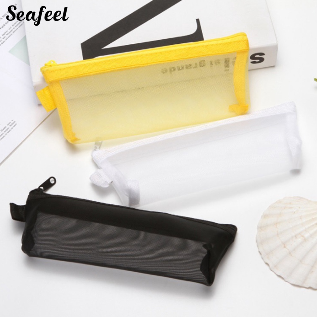 Túi Đựng Bút Dạng Lưới Trong Suốt Sức Chứa Lớn Có Khóa Kéo Tiện Dụng