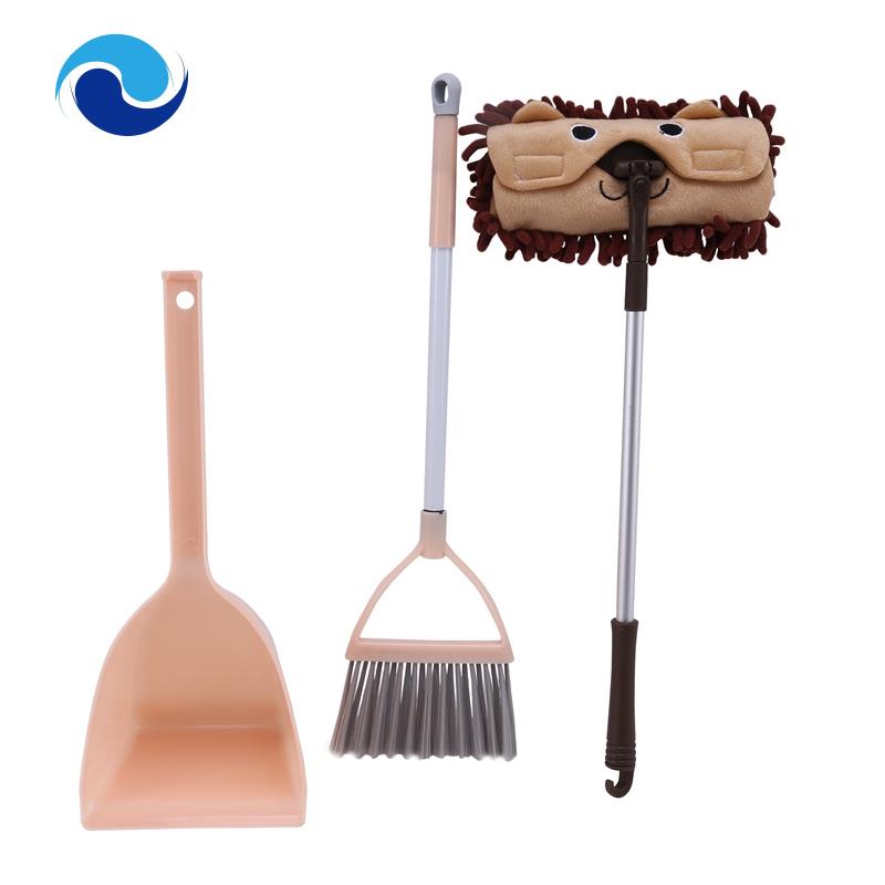 Bộ 3 Món Đồ Chơi Dọn Dẹp Nhà Cửa Hoạt Hình Dành Cho Trẻ Chổi Quét Nhà, Cây Lau Nhà, Cây Lau Nhà Bột Màu Xanh Lá: Bột Màu Nâu, Nâu