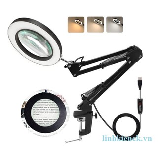 Kính lúp kẹp bàn phóng đại 10x có đèn led 12W