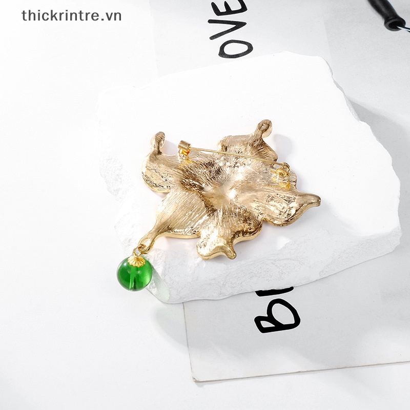 Ghim Cài Áo Hình Chiếc Lá Đính Đá Phong Cách Vintage Cho Nam Nữ