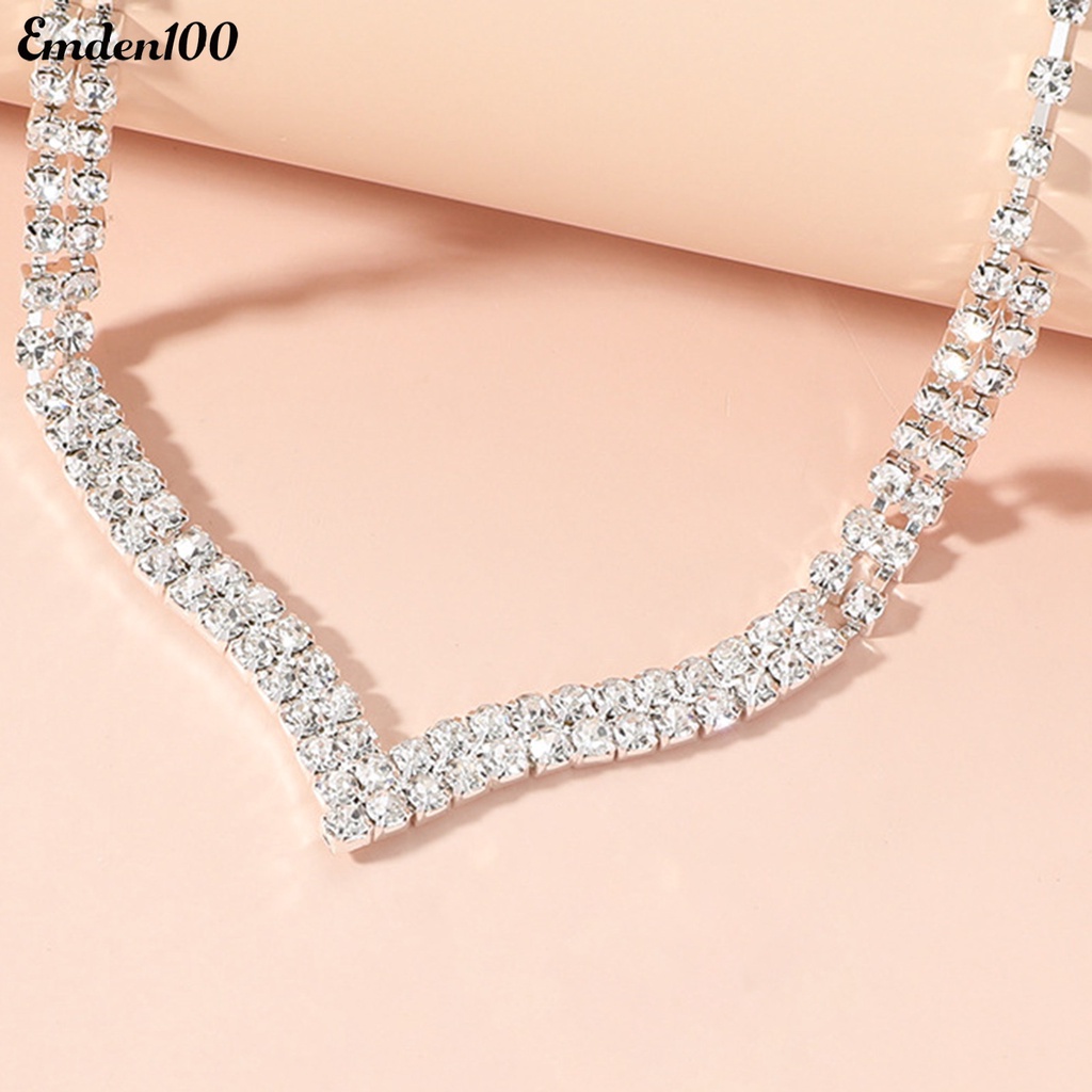 1 Bộ Vòng cổ Và Bông Tai Tua Rua Đính Đá Thời Trang Nữ Tính