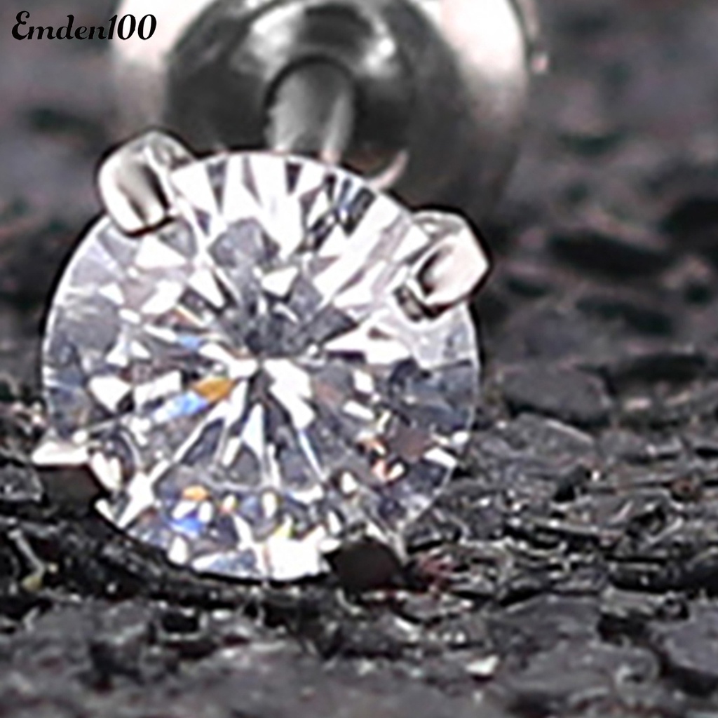 Bông Tai Tròn Bằng Thép Titanium Đính Đá Zircon Thời Trang Cho Nam Và Nữ