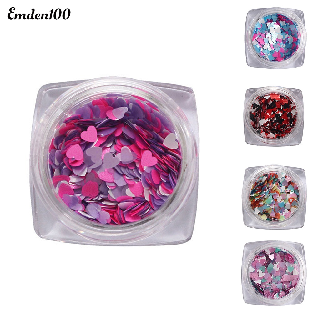 Hộp Hạt Kim Sa Hình Trái Tim Thời Trang Tự Trang Trí Móng Tay