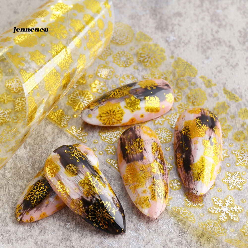 Set 10 Miếng Dán Trang Trí Móng Tay Họa Tiết Bông Tuyết Giáng Sinh