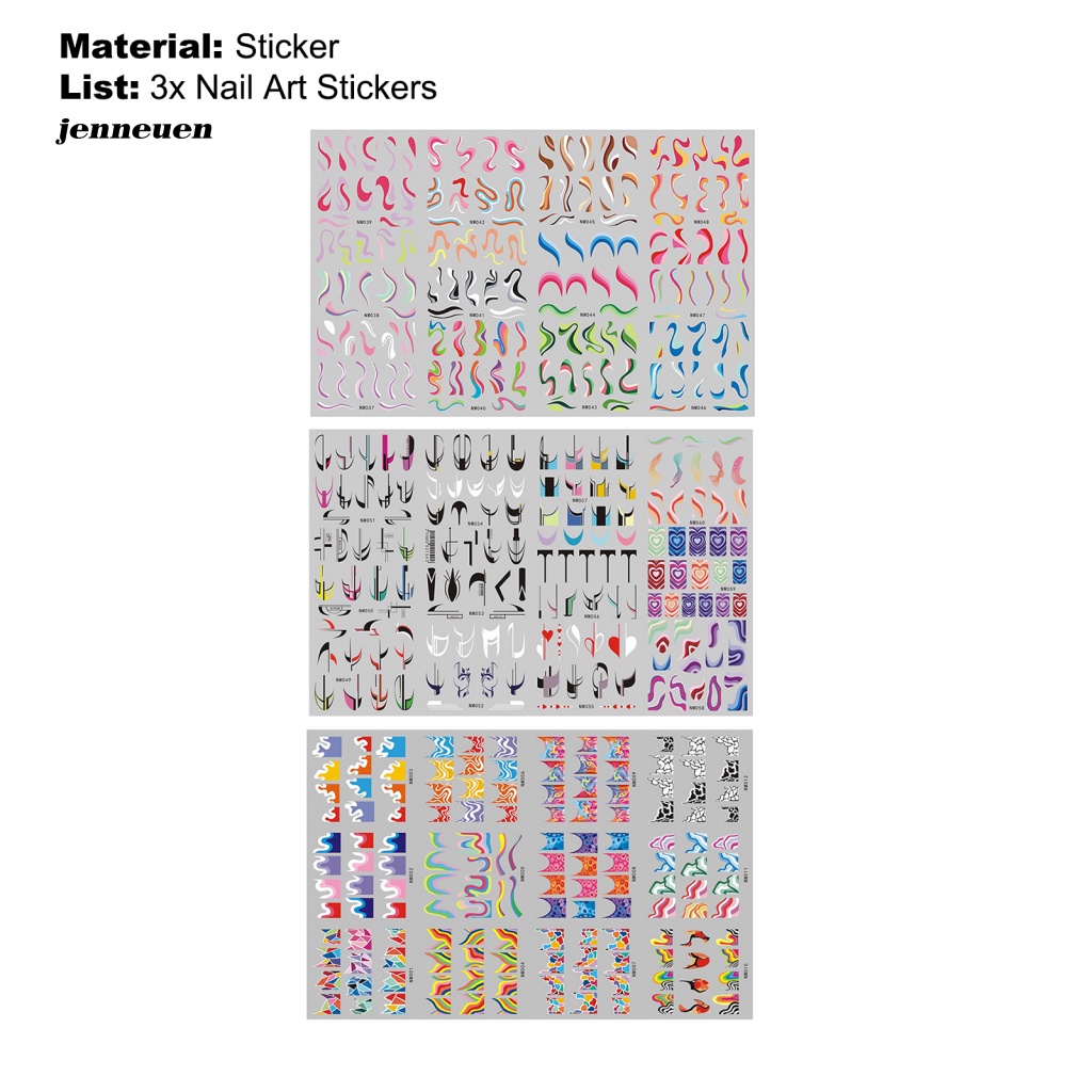 Set 3 Miếng Dán Trang Trí Móng Tay Họa Tiết Hình Học DIY
