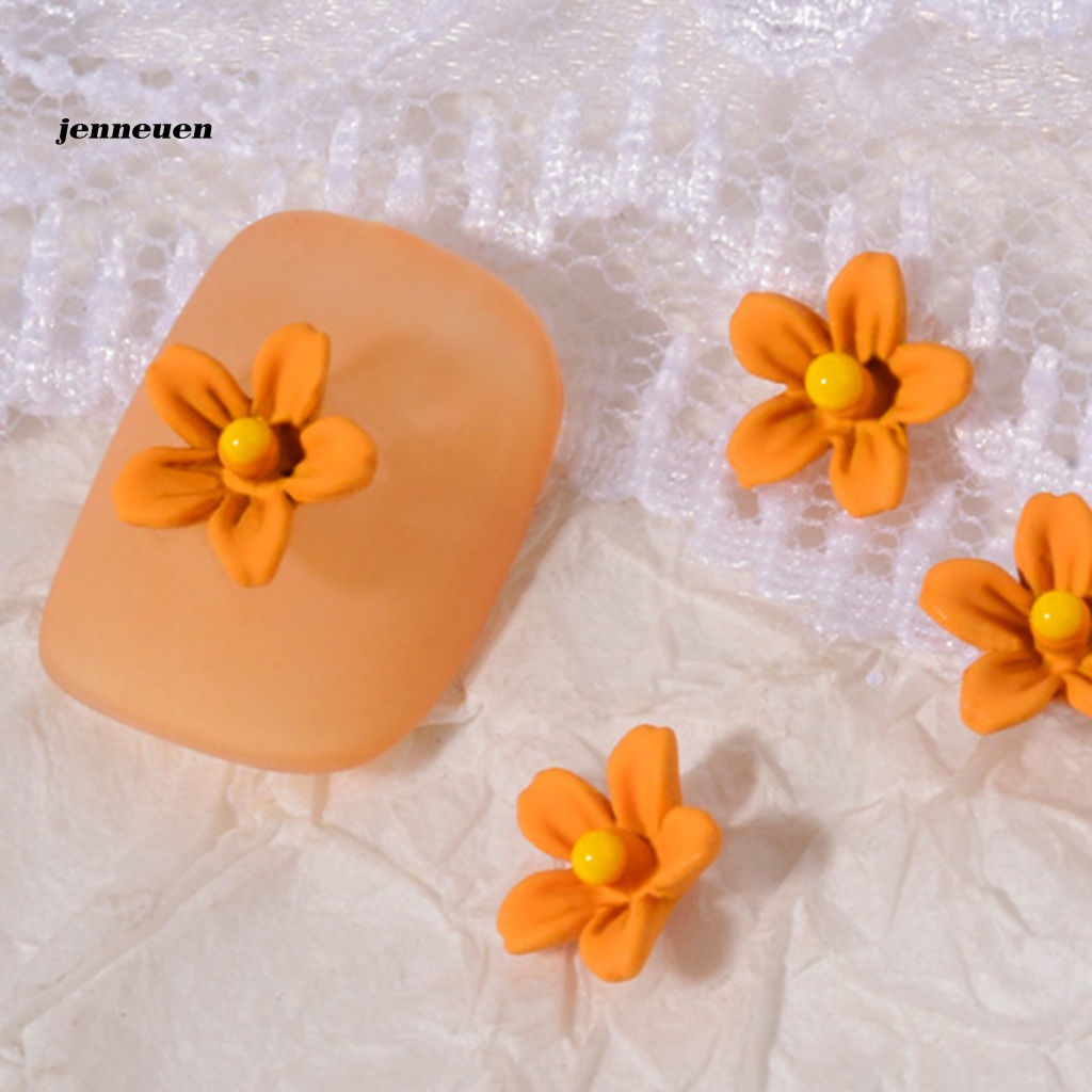 Bộ 5 Phụ Kiện Trang Trí Móng Tay Hình Hoa 3D Bằng Hợp Kim Dành Cho Nữ