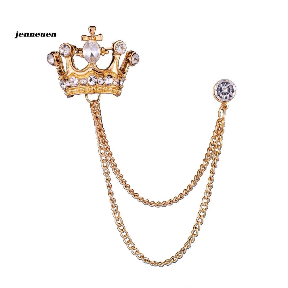 Trâm Cài Áo Hình Vương Miện Phối Dây Xích Tua Rua Phong Cách Cổ Điển Thời Trang Cho Nam Và Nữ