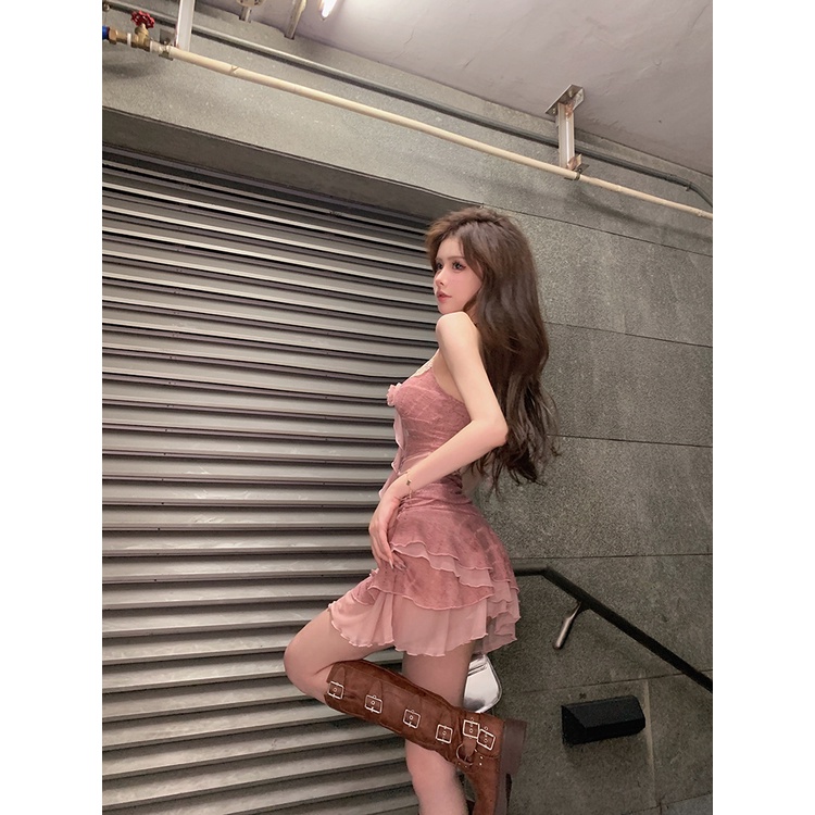 Cô gái Hot Girl!Bộ Trang Phục Múa Ba Lê Hai Mảnh Gồm Áo Hai Dây Dệt Kim Ngắn Và Váy Ngắn Khoét Rỗng Handmade Dành Cho Bạn