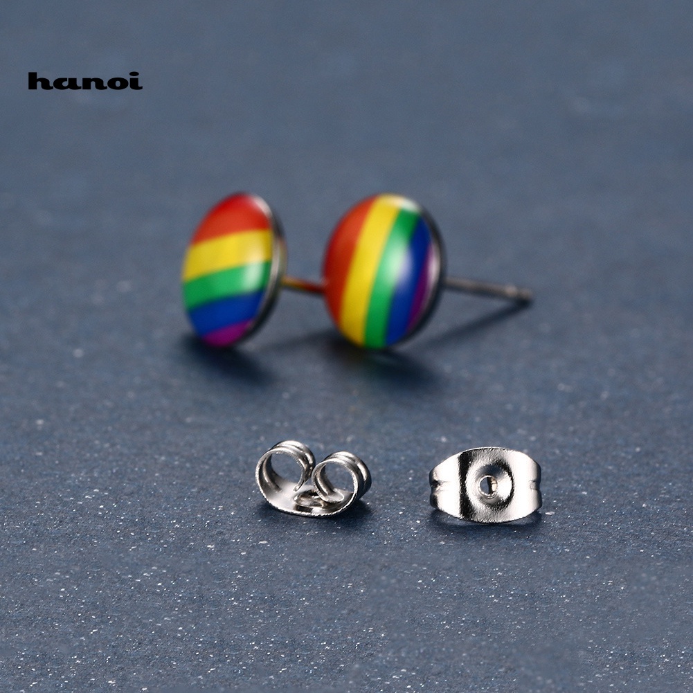 Khuyên Tai Tròn Màu Sắc Cầu Vồng Thời Trang Cá Tính Dành Cho Nữ