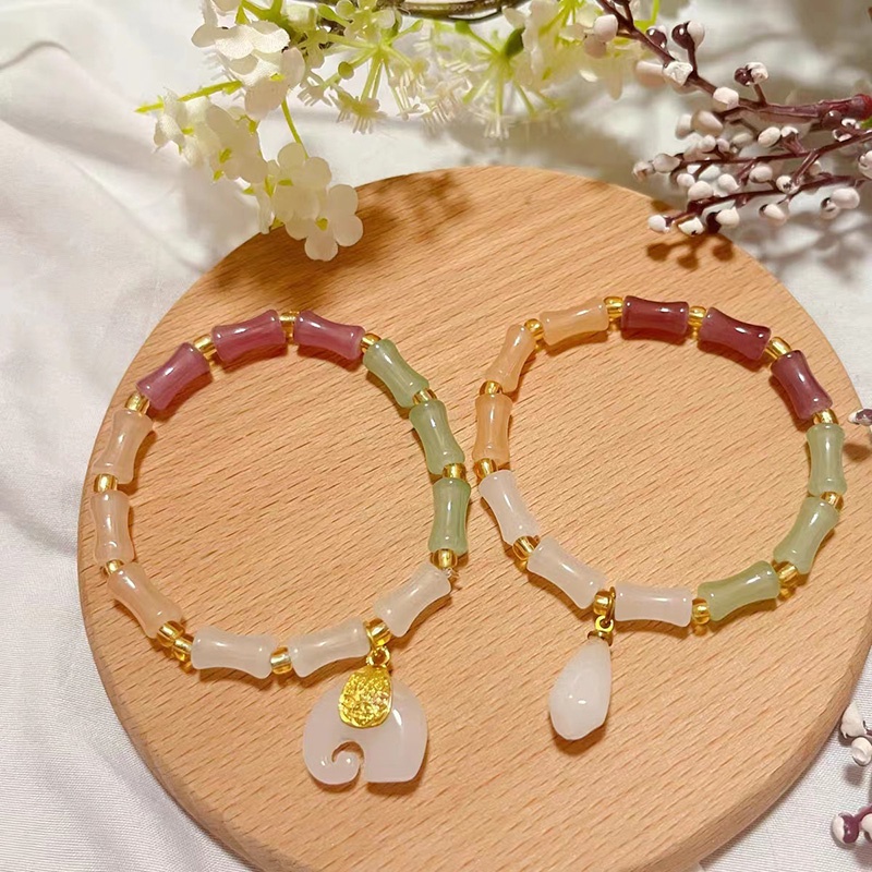 Vòng Tay Hạt Gỗ Tre Nhiều Màu Phong Cách Trung Hoa Mới